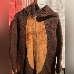 Arizona Fuzzy Bear Pajamas PJs Hooded Medium 10/12 Full Body Brown Warm